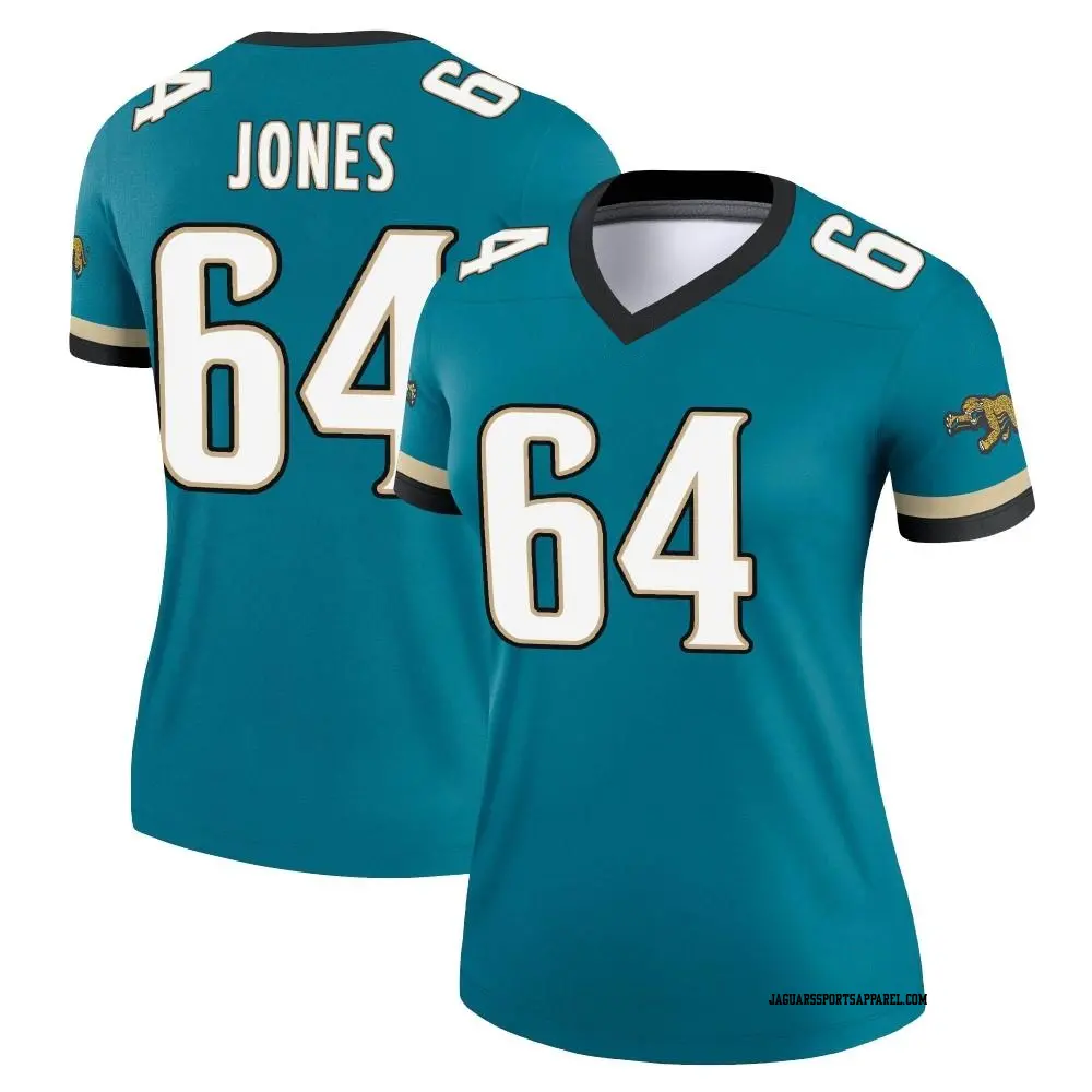 Legend Teal Women's Steven Jones Jacksonville Jaguars Prowler Throwback Jersey