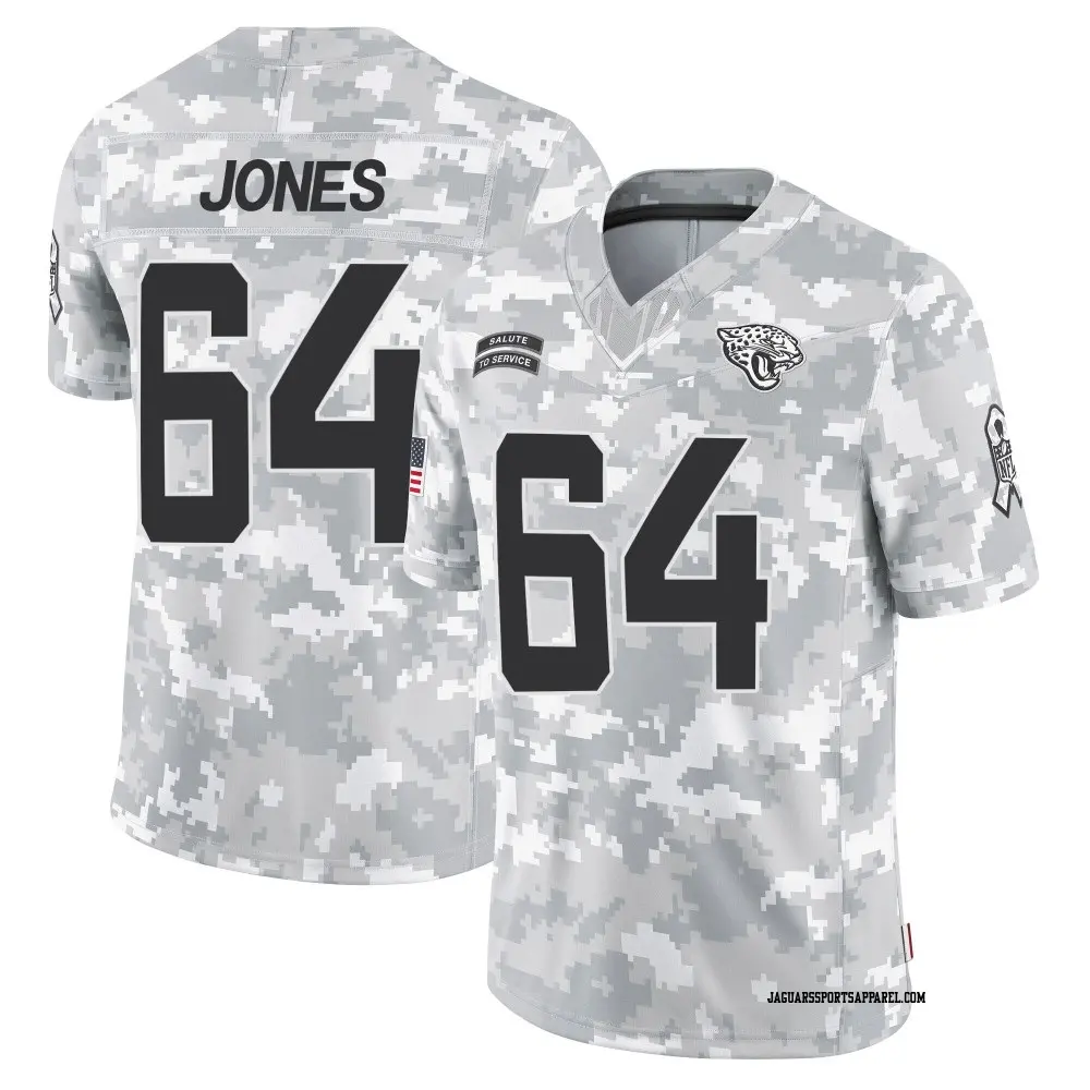 Limited Arctic Camo Men's Steven Jones Jacksonville Jaguars 2024 Salute to Service Jersey